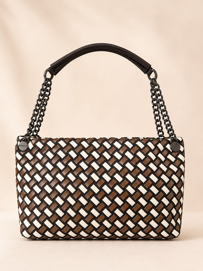 Noir Weave Luxe Shoulder Bag
