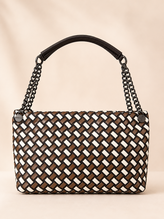 Noir Weave Luxe Shoulder Bag